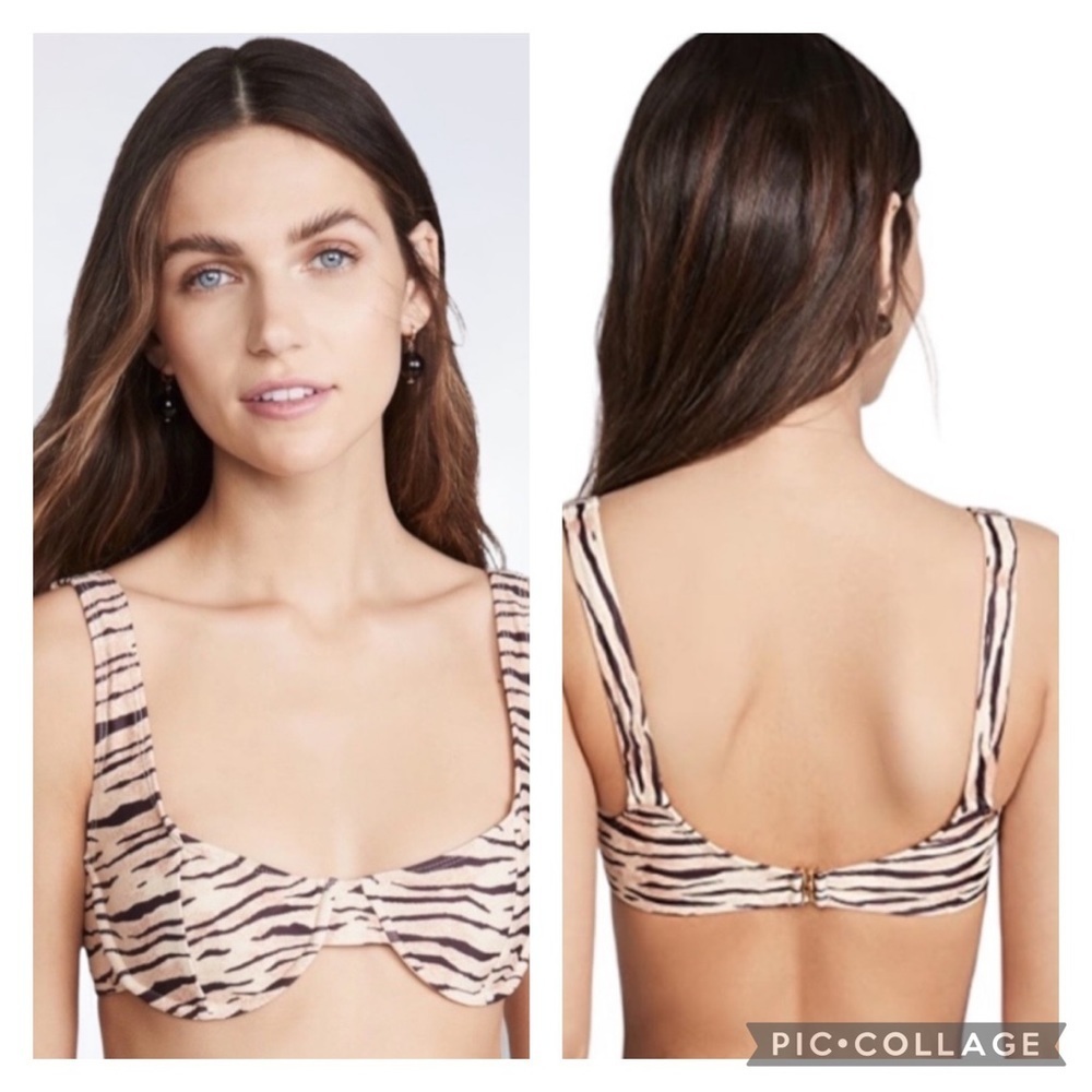 Faithfull The Brand Bloom Underwire Bikini Top Wlydie Animal Print Size Small